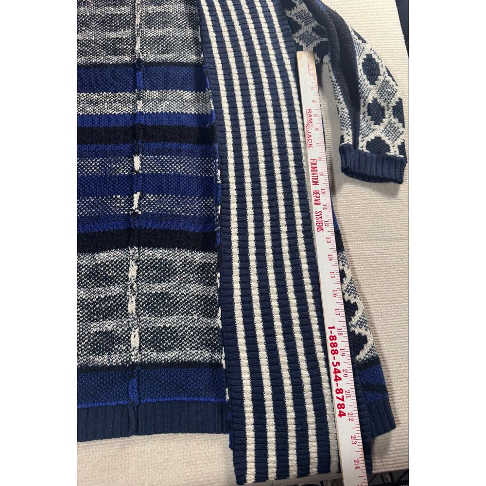 Lucky Brand Women's Medium Cotton Acrylic Open Front Sweater Duster Western Blue - Picture 3 of 9